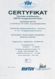 Certyfikat 2001